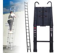 Échelle Télescopique 6,2M/20,3FT, Multi-Fonction Extensible Aluminium Escabeau, Télescopique Extensible avec 2 Crochets Amovibles, Escabeau Antidérapant, Capacité de Charge de 150 kg - Noir