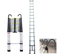 Échelle Télescopique 6,2m, Echelle Pliante Aluminium avec 2 Crochet Détachables, Multifonction Échelle Télescopique Extensible pour Utilisation Extérieur et Intérieur, Capacité de 330 lbs