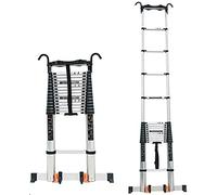 Échelle télescopique 8 m, 7 m, 6 m, 5 m, 4 m, 2 m, 1 m avec crochet amovible en aluminium pour camping, toit, tente, grenier, travail en plein air, capacité de charge de 150 kg