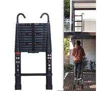 Échelle télescopique avec crochet - 3,2 m - En aluminium - Pliable - Charge maximale : 150 kg - EN131 - Noir