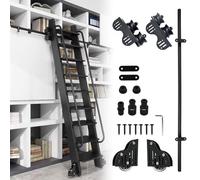 Échelle télescopique coulissante pour bibliothèque, kit complet de rails avec roues de freinage - Robuste échelle roulante pour maison/loft/entrepôt (sans échelle)(610cm Kit de piste)