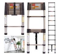 Échelle télescopique de 2,6 m - 9 échelons - Capacité de 150 kg - Certifié EN131 - Pliable et extensible - Parfait pour la maison, le bureau, l'intérieur et l'extérieur - Échelle multifonction