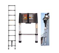Échelle télescopique de 2,6 m, échelle extensible, échelle en acier inoxydable pour camping-car, loft, bureau, entrepôt, échelle multifonction, facile à transporter, capacité de charge de 150 kg