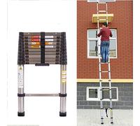 Échelle télescopique de 2,6 m en acier inoxydable - Multifonction avec 9 échelons - Échelle en aluminium - Pour l'extérieur et l'intérieur - Charge maximale : 150 kg
