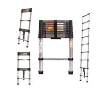 Échelle télescopique de 2,6 m - Multifonction - En acier inoxydable - Antidérapante - Extensible - Robuste - Charge maximale : 150 kg