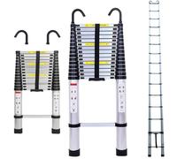 Échelle télescopique de 20,34 Pieds en Aluminium Échelle télescopique avec 2 Crochets détachables et Pieds antidérapants, échelle Repliable de 6,2m