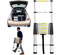Échelle télescopique de 3,2 m, Échelle Télescopique Pliable en Auminium, Compacte et Antidérapante, Facile à Transporter, capacité de Charge de 150 kg, EN131