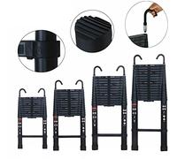 Échelle télescopique de 3,2 m en aluminium avec crochets détachables - Sûr et compact - Échelle télescopique pliable pour toiture professionnelle EN131 avec pieds en caoutchouc antidérapants (3,2 m