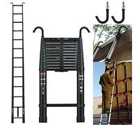 Échelle télescopique de 3,8 m - Multifonction - Pliable - Avec crochets - Extensible - Portable - Pliable - Antidérapante - Charge maximale : 150 kg - Noir