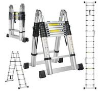Échelle télescopique de 5m(2.5+2.5),STANEW Echelle Pliante 2 en 1, Escabeau Télescopique en Aluminium, Échelle Pliable