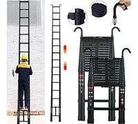 Échelle télescopique de 6,2 m/20,34 ft avec Crochet de Toit Amovible Multi-Usage échelle Noire Pliable en Aluminium Haute échelle télescopique Extension échelle Pliable