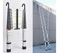 Échelle télescopique de 6,2 m, avec 2 crochets, échelle en aluminium pliable, échelle de grenier télescopique, portable extensible, capacité de charge de 150 kg, argenté