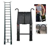 Échelle télescopique de 6,2 m avec Crochet et Pieds antidérapants | Échelle Pliante antidérapante en Aluminium de qualité supérieure | Charge Max de 150kg | 15 échelons - 109 cm à 6,2 m | Noir