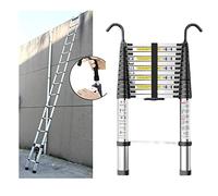 Échelle télescopique de 6 m, capacité de 150 kg, échelle extensible en aluminium avec 2 crochets, pliable pour un usage domestique, design compact pour accès au toit 5 m, 4 m, 2 m, 1 m