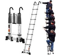 Échelle télescopique de 7 m/6 m/5 m/4 m/10 pieds/2 m de haut avec crochets, échelles à rallonge avec stabilisateur, échelles télescopiques en aluminium pour maison/camping-car/toit/grenier Star of