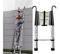 Échelle télescopique de 8 m avec extension pliable de 2 m avec 2 crochets amovibles en aluminium, capacité de charge de 150 kg, portable et réglable pour une utilisation à la maison, dans un grenier