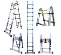 Echelle Télescopique Double Plan Keli (380 Cm), Echelle Pliante 2 En 1 Echelle Escamotable, Fabriquée En Aluminium De Qualité Profes