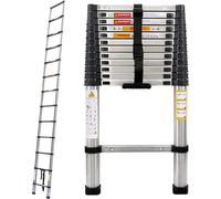 Échelle télescopique - Échelle pliante - Échelle multifonction - 150 kg/330 lb - Échelle antidérapante bricolage - En acier inoxydable EN131 - Norme de sécurité - Capacité de charge : 3,8 m/12,5 ft