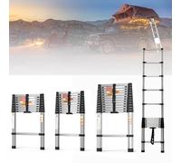 Échelle télescopique en acier 3,2 m - Échelle extensible pliable avec verrouillages et charge maximale : 150 kg (330 lbs), échelle de loft pliable en acier inoxydable pour maison, loft, travaux