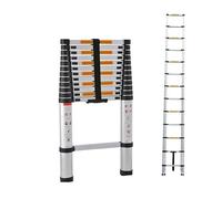 Échelle télescopique en Acier de 3.8 m, Echelle Escamotable Antidérapante, avec 13 échelons, Marchepieds escamotables, Facile à Transporter, Charge de 150 kg