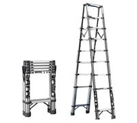Échelle Télescopique en Acier Inoxydable 1.7m - 9KG & Anti-Dérapante - Réglable en 5 Positions (Hauteur Max 2.97m) pour Maison