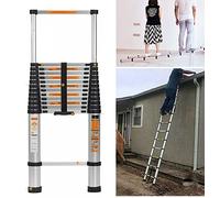 Échelle télescopique en acier inoxydable 3,2 m - Échelle coulissante extensible en aluminium antidérapante - Échelle extensible multifonction - Charge maximale : 150 kg - EN131