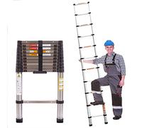 Échelle télescopique en acier inoxydable de 2,6 m - Échelle coulissante extensible - Antidérapante - Multifonction - Charge maximale : 150 kg - EN131