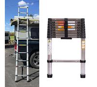 Échelle télescopique en Acier Inoxydable de 3,8 m - Escabeau Telescopique Pliable - Antidérapante - Échelle Extensible Multifonction - Charge maximale : 150 kg