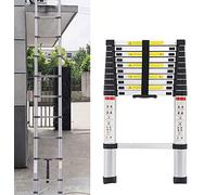 Échelle télescopique en acier inoxydable Rigogo de 3,2 m avec 11 barreaux, échelle de mansarde antidérapante, échelle d'extension portable pour usage intérieur et extérieur