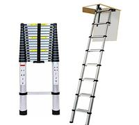 Échelle télescopique en aluminium 2,6 m - Échelle de grenier extensible portable - En aluminium - Charge maximale : 150 kg