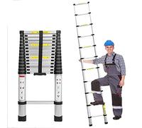 Échelle télescopique en aluminium - 2,6 m - Extensible - Échelle coulissante - Antidérapante - Multifonction - Charge maximale : 150 kg - EN131