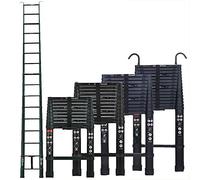 Échelle télescopique en aluminium - 3,2 m - Pliable - Avec 2 crochets - Solide et robuste - 11 échelons - Léger et portable - EN131 - Charge maximale : 150 kg