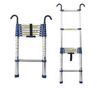 Échelle télescopique en aluminium 8 m, 7 m, 6 m, 5 m, 4 m, 2 m, capacité de 150 kg, extensible avec crochet amovible et marches larges, parfaite pour un usage domestique