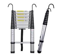 Échelle télescopique en aluminium 8 m/7 m/6 m/5 m/4 m/3 m/2 m/1 m avec crochet amovible Échelle d'extension pliable pour camping en plein air Capacité de charge 150 kg
