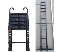 Échelle télescopique en aluminium avec 2 crochets, 13 échelons, échelle de rallonge antidérapante, échelle en aluminium pour l'extérieur et l'intérieur, capacité de charge de 150 kg