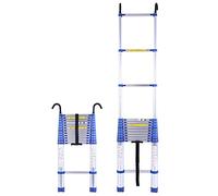 Échelle télescopique en aluminium avec crochet extensible 8 m, 7 m, 6 m, 5 m, 4 m, 2 m, 1 m, 150 kg pour utilisation en extérieur, toit de grenier, design compact et portable
