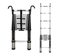 Échelle télescopique en aluminium avec crochet, multi-usage, portable, échafaudage réglable en hauteur de 2 m à 4,4 m, pour bricolage domestique et usage professionnel