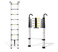 Échelle télescopique en aluminium - Capacité de 150 kg - Pliable - Multi-usage - Avec crochet amovible - Pour un usage quotidien à la maison - Accès au grenier et rangement facile