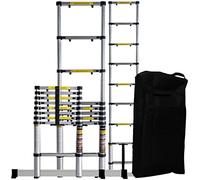 Échelle télescopique en Aluminium Craftfull - 3 échelons - Sac de Transport - Marque Allemande de qualité - 2/2,6/2,9/3,2/3,8/4,1/4,4 mètres - Échelle d'escalier en Aluminium