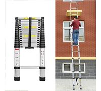 Échelle télescopique en aluminium de 3,2 m, 11 échelons antidérapants, échelle en aluminium, échelle domestique pour l'extérieur et l'intérieur, capacité de charge de 150 kg