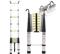 Échelle télescopique en aluminium de 3,2 m, extensible, avec un seul bouton, capacité de 150 kg, parfaite pour un usage domestique et professionnel, portable et peu encombrante