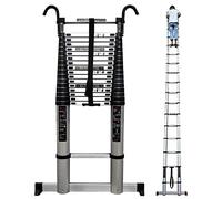 Échelle télescopique en aluminium de 3 m - 8 m/7 m/6 m/5 m/4 m/2 m/1 m, très résistante, capacité de charge de 150 kg, extensible pour la maison, le grenier et l'extérieur, compacte et portable (noir)