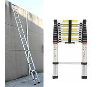 Échelle télescopique en aluminium de 5 m - Antidérapante, extensible, multifonction avec 13 piquets - Facile à transporter, portée 150 kg, EN131