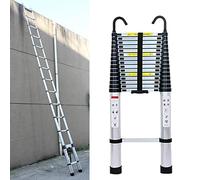 Échelle télescopique en Aluminium de 6,2 m avec 2 Crochets, échelle coulissante Extensible, 15 échelons, échelle Multifonction, capacité de Charge de 150 kg, Argent