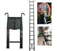Échelle télescopique en Aluminium de 6,2 m avec 2 Crochets, échelle de Grenier, escale Extensible, échelle multifonctionnelle, Facile à Transporter, Charge de 150 kg