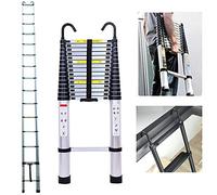 Échelle télescopique en aluminium de 6,2 m, échelle pliante extensible avec 2 crochets, échelle antidérapante polyvalente, capacité de charge de 150 kg, EN131 - Argent