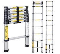 Échelle télescopique en aluminium durable, capacité de 150 kg, portable pour intérieur/extérieur, idéale pour toit, camping-car, grenier, design léger et peu encombrant