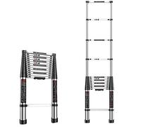 Échelle télescopique en aluminium - Échelle télescopique pliable multifonction avec mécanisme de verrouillage à ressort - Légère et durable Portée de 5 m pour la maison et les projets de bricolage