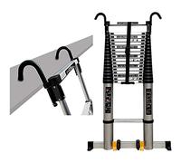 Échelle télescopique en aluminium - Extension portable avec crochet fixe et tapis antidérapant pour maison, grenier, construction, utilisation d'urgence
