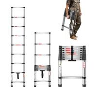 Echelle télescopique en inox 254cm - Echelle extensible - Echelle double - Echelle pliante - Echelle